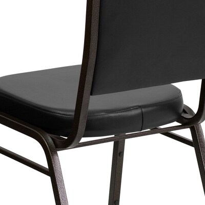 Flash Furniture HERCULES Series Vinyl Banquet Stacking Chair, Black/Gold Vein Frame, 4 Pack (4FDC01GVBKVY)