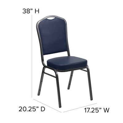 Flash Furniture HERCULES Series Vinyl Banquet Stacking Chair, Navy/Silver Vein Frame, 4 Pack (4FDC01SVNY)