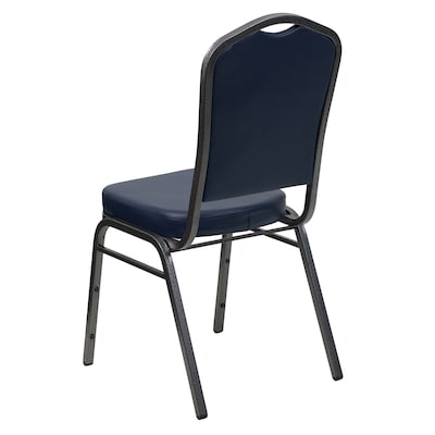 Flash Furniture HERCULES Series Vinyl Banquet Stacking Chair, Navy/Silver Vein Frame, 4 Pack (4FDC01SVNY)