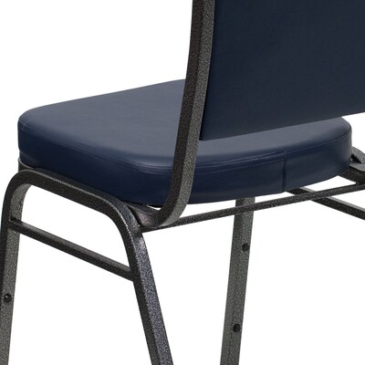 Flash Furniture HERCULES Series Vinyl Banquet Stacking Chair, Navy/Silver Vein Frame, 4 Pack (4FDC01SVNY)