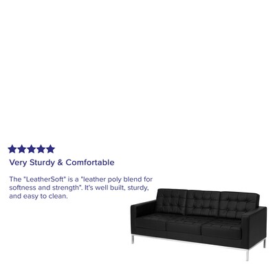 Flash Furniture HERCULES Lacey Series 80" LeatherSoft Sofa with Stainless Steel Frame, Black (ZBLACEY8312SOBK)