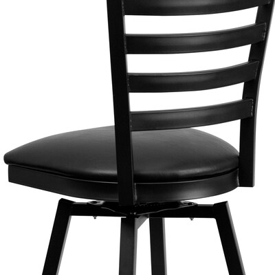 Flash Furniture Traditional Vinyl Restaurant Swivel Barstool with Back, Black (XU6F8BLDSWVBKV)