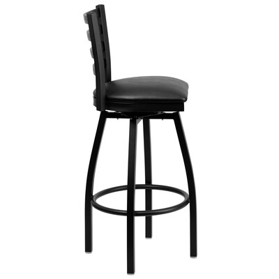 Flash Furniture Traditional Vinyl Restaurant Swivel Barstool with Back, Black (XU6F8BLDSWVBKV)