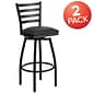Flash Furniture HERCULES Series Traditional Metal Ladder Back Barstool, Black/Black Seat, 2-Pieces/Pack (2XU6F8BLDSWVBKV)