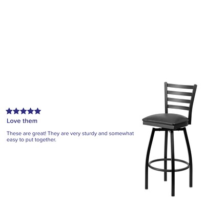 Flash Furniture HERCULES Series Traditional Metal Ladder Back Barstool, Black/Black Seat, 2-Pieces/Pack (2XU6F8BLDSWVBKV)