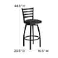 Flash Furniture HERCULES Series Traditional Metal Ladder Back Barstool, Black/Black Seat, 2-Pieces/Pack (2XU6F8BLDSWVBKV)