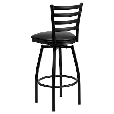 Flash Furniture HERCULES Series Traditional Metal Ladder Back Barstool, Black/Black Seat, 2-Pieces/Pack (2XU6F8BLDSWVBKV)