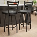 Flash Furniture HERCULES Series Traditional Metal Ladder Back Barstool, Black/Black Seat, 2-Pieces/P