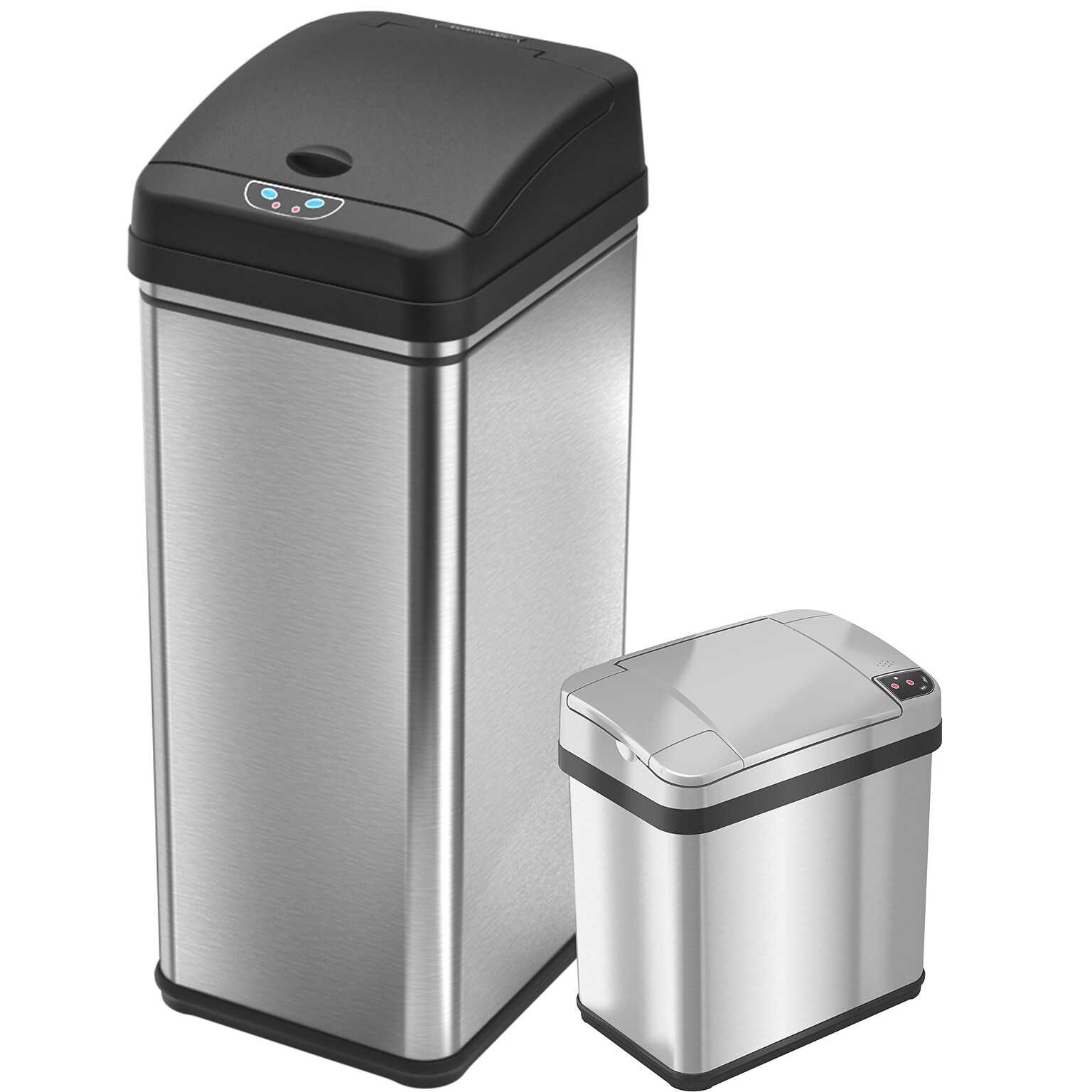 iTouchless Stainless Steel Sensor Trash Can Combo Pack, Silver, 13 gal. and 2.5 gal (CDZT1302SS)