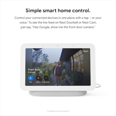 Google Nest Hub 2nd Generation 7" Smart Display, White (GA01331-US)