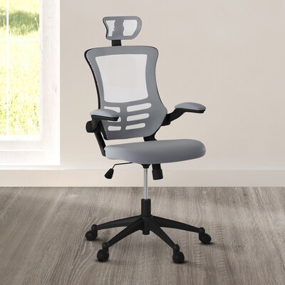 Techni Mobili Executive High Back Mesh Chair, Silver/Grey