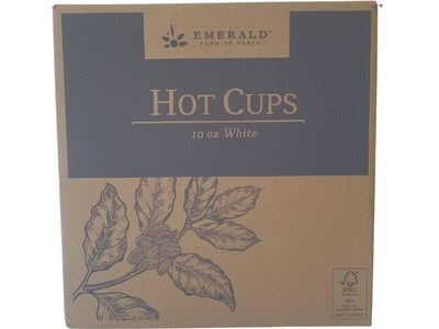 Emerald Paper Hot Cup, 10 oz., White, 50/Pack, 20 Packs/Box (EMR10W)