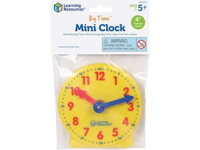 Learning Resources Big Time Mini Clock, 4", Multicolored, Multi-Grade