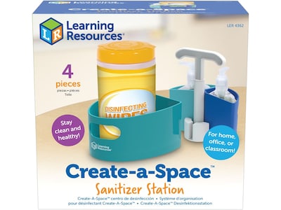 Learning Resources Create-A-Space 3.7 x 5.85 Plastic Sanitizer Station, Turquoise/Blue/White (LER4
