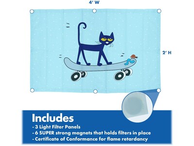 Educational Insights Pete the Cat Light Filter for Ceiling Lighting, Blue, 3/Pack (1238)
