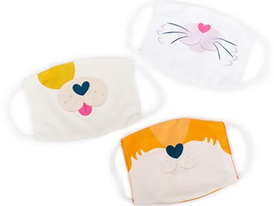 Educational Insights Reusable Face Mask, Kids, Puppy/Kitty/Fox, 3/Pack (8952)