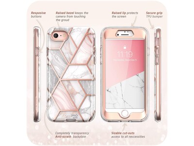 i-Blason Cosmo Marble Pink Case for Apple iPhone 7/8 (iPhone7/8-Cosmo-SP-Marble)