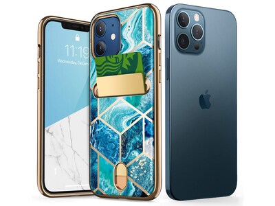 i-Blason Cosmo Ocean Blue Wallet Case for Apple iPhone 12/12 Pro (iPhone2020-6.1-CosCard-Ocean)