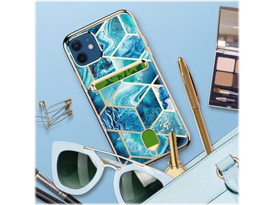 i-Blason Cosmo Ocean Blue Wallet Case for Apple iPhone 12/12 Pro (iPhone2020-6.1-CosCard-Ocean)