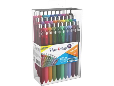 Paper Mate InkJoy Retractable Gel Pen, Medium Point, Assorted Ink, 30/Pack (2132015)