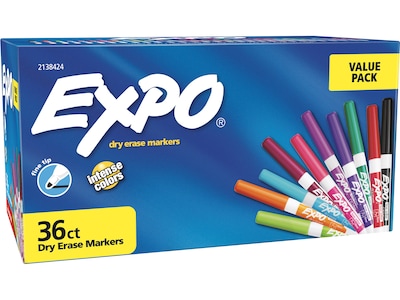 Expo Dry Erase Markers, Fine Tip, Assorted, 36/Pack (2138424)