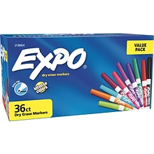 Expo Dry Erase Markers, Fine Tip, Assorted, 36/Pack (2138424)