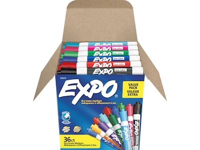 Expo Dry Erase Markers, Chisel Tip, Assorted, 36/Pack (2135174)