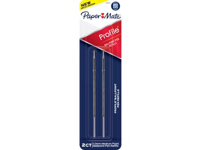 Paper Mate Profile Ballpoint Pen Refill, Medium Point, Black Ink, 2/Pack (2130521)