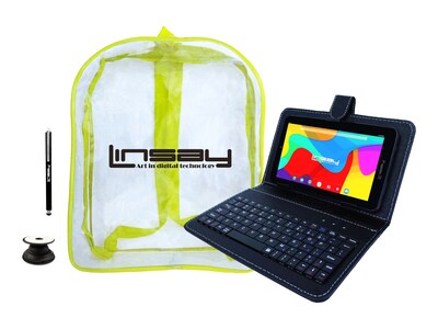 Linsay 7 Tablet with Pop-Up Holder, Stylus, Black Case & Backpack, WiFi, 2GB RAM, 64GB Storage, And
