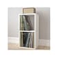 Way Basics 29.1" H x 15" W Eco 2-Shelf Modern Cube Storage and Vinyl Record Shelf, White (BS-SCUBE-2-WE)