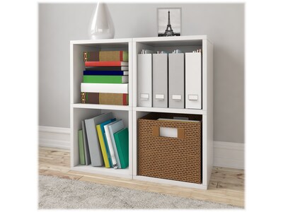 Way Basics 29.1" H x 15" W Eco 2-Shelf Modern Cube Storage and Vinyl Record Shelf, White (BS-SCUBE-2-WE)