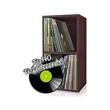 Way Basics 29.1 H x 15 W Eco 2-Shelf Modern Cube Storage and Vinyl Record Shelf, Espresso Wood Gra