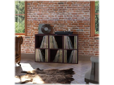 Way Basics 29.1" H x 15" W Eco 2-Shelf Modern Cube Storage and Vinyl Record Shelf, Espresso Wood Grain (BS-SCUBE-2-EO)