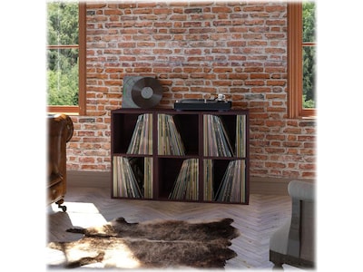 Way Basics 29.1" H x 15" W Eco 2-Shelf Modern Cube Storage and Vinyl Record Shelf, Espresso Wood Grain (BS-SCUBE-2-EO)