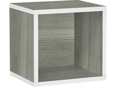 Way Basics 12.6H x 13.4W Stackable Modular Connect Open Cube Modern Eco Storage System, Gray/White (C-OCUBE-GYWE)