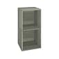 Way Basics 29.1" H x 15" W Eco 2-Shelf Modern Cube Storage and Vinyl Record Shelf, Gray Wood Grain (BS-SCUBE-2-GY)