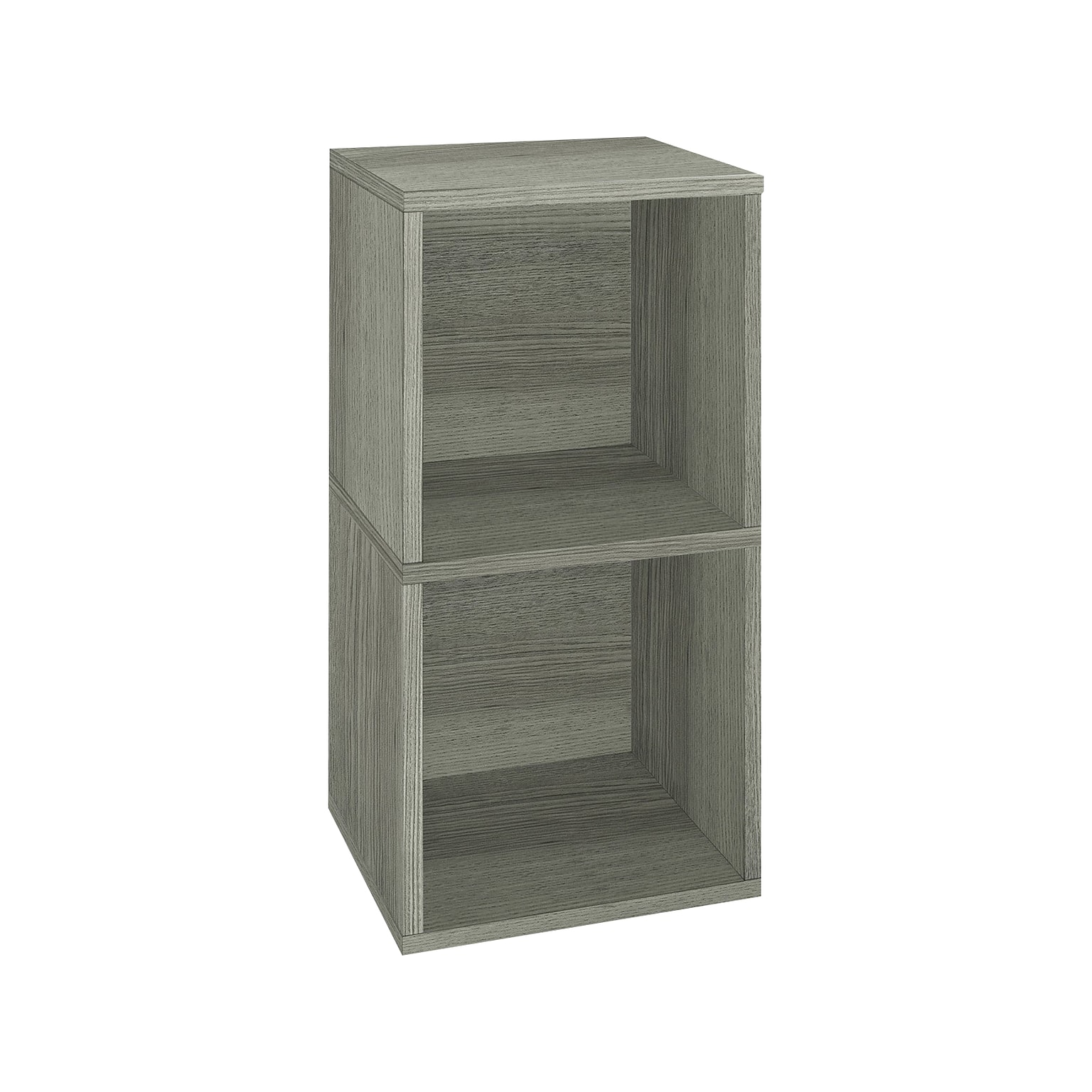 Way Basics 29.1 H x 15 W Eco 2-Shelf Modern Cube Storage and Vinyl Record Shelf, Gray Wood Grain (BS-SCUBE-2-GY)