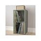 Way Basics 29.1" H x 15" W Eco 2-Shelf Modern Cube Storage and Vinyl Record Shelf, Gray Wood Grain (BS-SCUBE-2-GY)