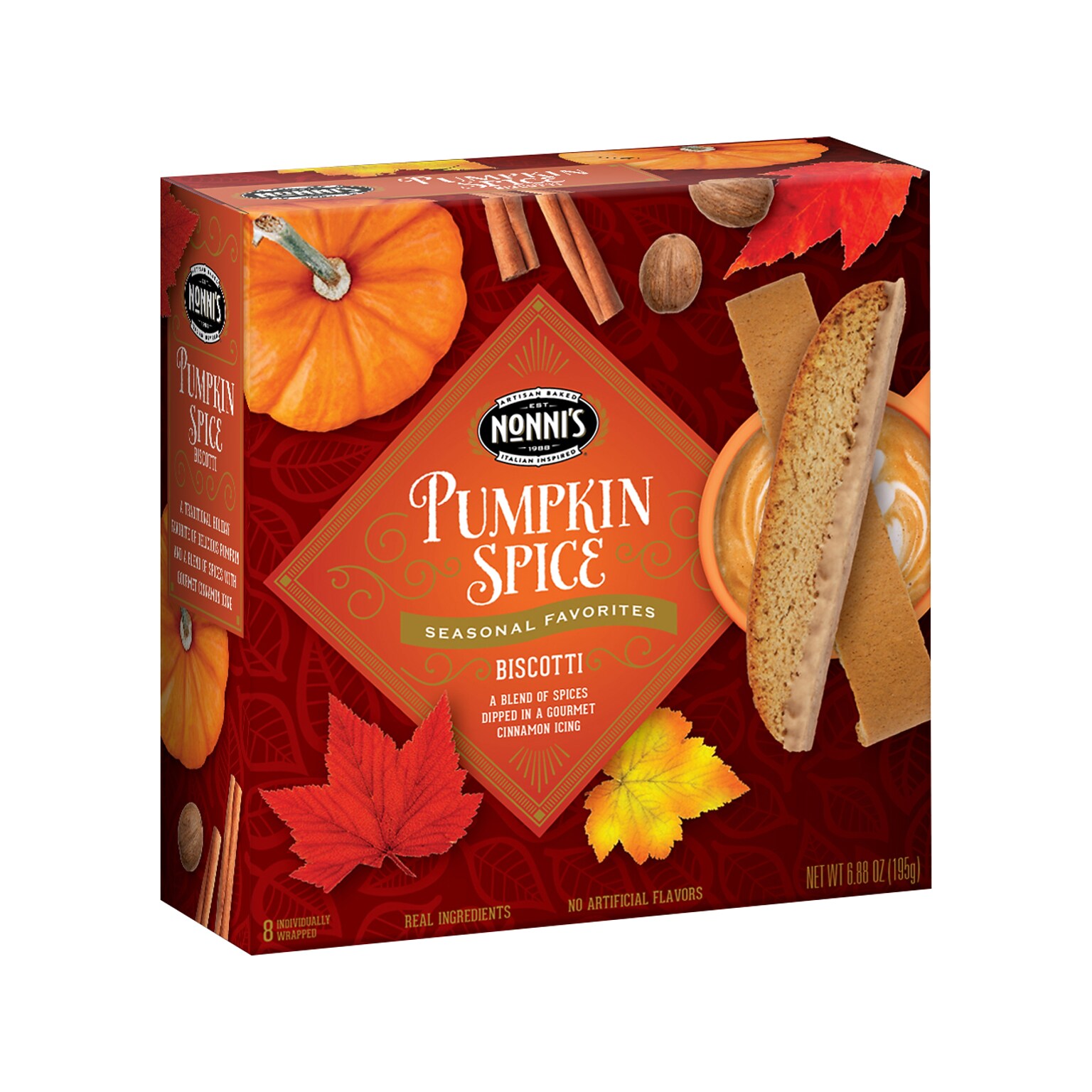 Nonnis Pumpkin Spice Biscotti, 6.88 Oz., 8/Box (197419)