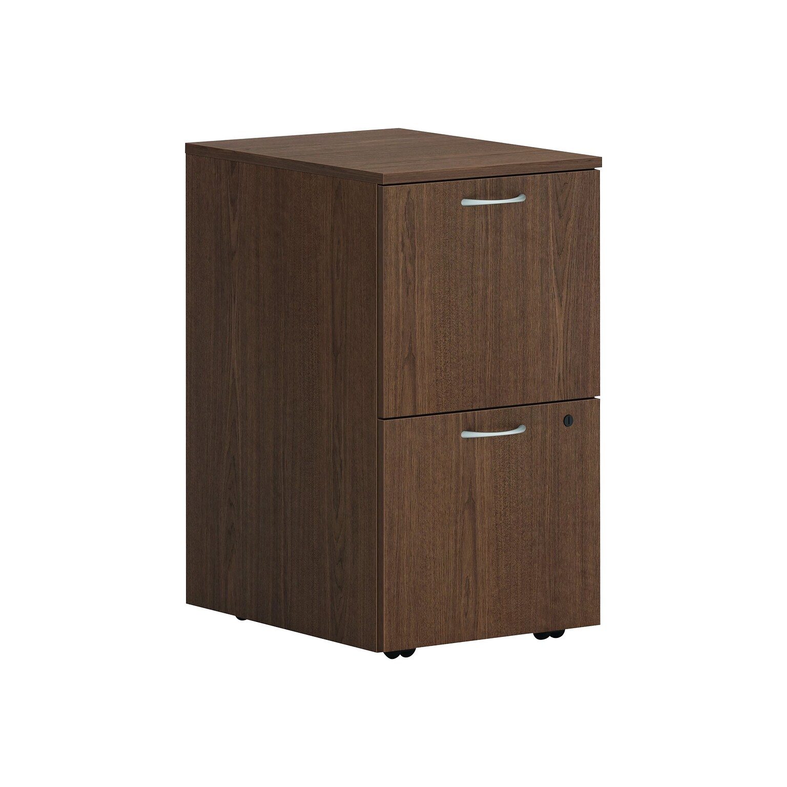 HON Mod 2-Drawer Mobile Vertical File Cabinet, Letter/Legal Size, Lockable, 28H x 15W x 20D, Sepia Walnut (HONPLPMFFLE1)