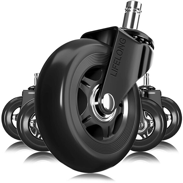 Lifelong Office Chair Casters Replacement Chair Wheels, Rollerblade Style, 5/Set (BL2376)