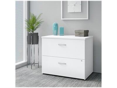 Bush Business Furniture Easy Office 2-Drawer Lateral File Cabinet, Locking, Letter/Legal, Pure White, 36" (EO109WHSU)