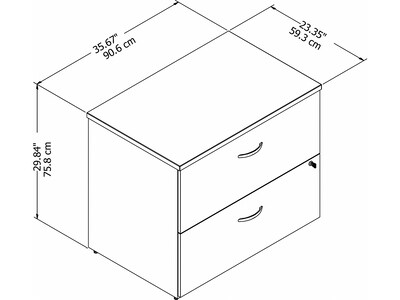 Bush Business Furniture Easy Office 2-Drawer Lateral File Cabinet, Locking, Letter/Legal, Pure White, 36" (EO109WHSU)