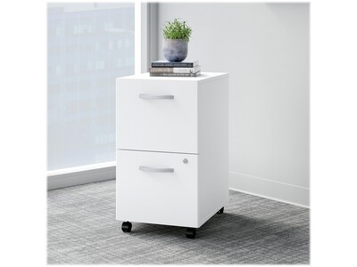 Bush Business Furniture Easy Office 2-Drawer Mobile Vertical File Cabinet, Letter/Legal Size, Lockable, Pure White (EO108WHSU)
