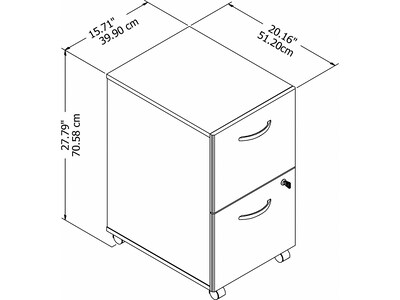Bush Business Furniture Easy Office 2-Drawer Mobile Vertical File Cabinet, Letter/Legal Size, Lockable, Pure White (EO108WHSU)
