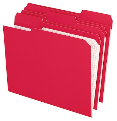 Pendaflex Reinforced Top Tab File Folders, 1/3 Cut, Letter, Red, 100/Box