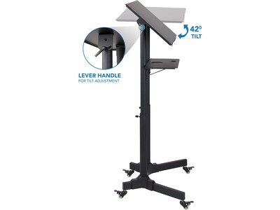 Mount-It! 24"W Portable Lectern Adjustable Aluminum Standing Podium, Black (MI-7971)