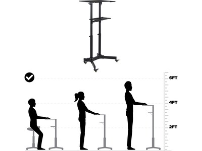 Mount-It! 24"W Portable Lectern Adjustable Aluminum Standing Podium, Black (MI-7971)