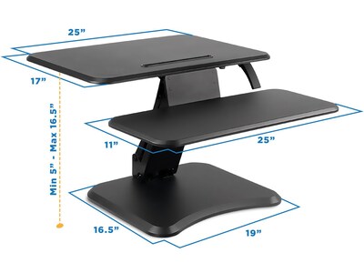 Mount-It! 25"W Manual Adjustable Standing Desk Converter, Black (MI-7957)