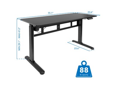 Mount-It! 55"W 29" - 47"H Adjustable Standing Electric Sit-Stand Desk, Black (MI-7999)
